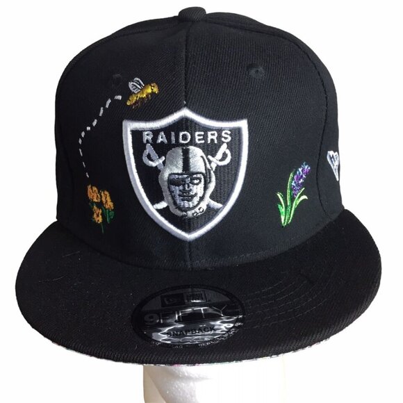 NFL Las Vegas Raiders New Era Fifty Black Floral Bee Embroidered NEW main image 9